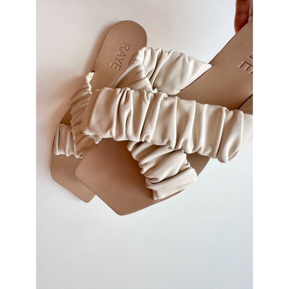 RAYE Moira Bone White Ruched Leather Criss Cross Slides Sandals Flats, Size 5.5 - Picture 5 of 9